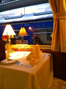 A view from inside the Hiram Bingham train.