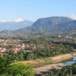 Luang Prabang and mountains from Mount Phousi