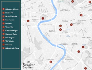 Map of points of interest in Rome