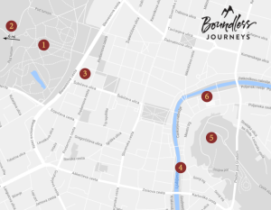 Map of points of interest in Ljubljana