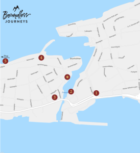 Map showing points of interest in Ålesund