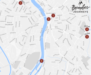 Map showing points of interest in Inverness